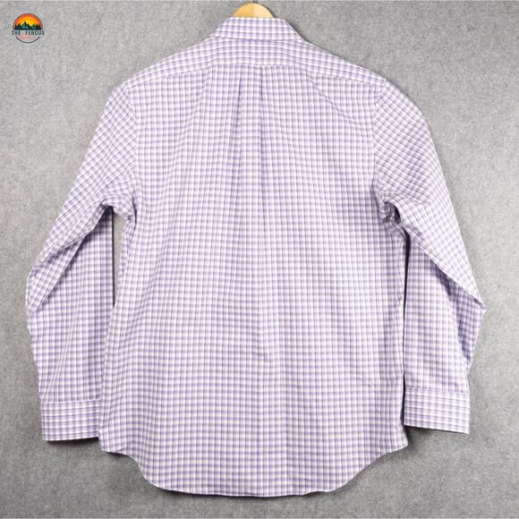 Banana Republic Dress Shirt Purple Plaid Classic Fit Long Sleeve Men's Large - Picture 2 of 10